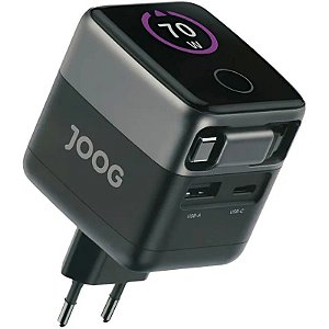Carregador de Parede Joog PD Charger VC70C 70W UltraFast USB-A+USB-C+cabo USB-C retrátil