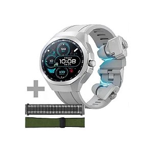Relógio G-Tide R9 Edge com Bluetooth - Prata + 2 Pulseiras