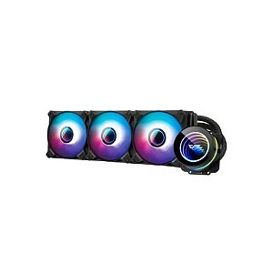 Water Cooler CPU Aigo Darkflash Twister DX360 V2.6 Líquido, ARGB, Preto, 360mm, Intel 115X/1200/1700/2011 (V3), AMD AM2/ AM3+/ AM4/ AM5/ FM2+/ FM1