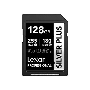 Cartão de Memória SD Lexar Professional Silver Plus 255-180 MB/s C10 U3 V30 Uhs-I 128 GB - (LSDSIPL128G-BNNNG)