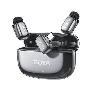 Microfone Sem Fio Boya MINI 2-02 USB-C Duplo - Cinza