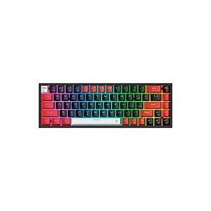 Teclado Gamer Redragon Castor Pro K631 RGB Switch Hot-Swap Layout 65% Sem Fio Bluetooth Wirelees e Wired - Preto Vermelho Branco