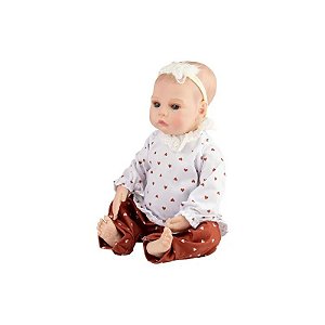 Boneca Baby Reborn V-121 - 48cm - Silicone - Roupa com Coração