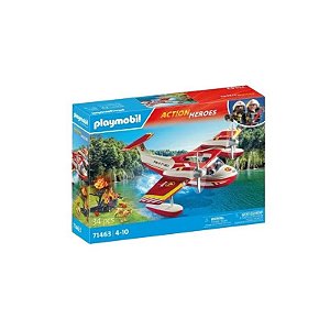 Brinquedo Playmobil Avião de Combate a Incêndios com Função de Extinção