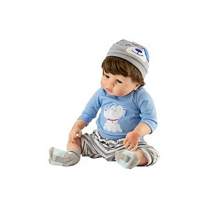 Boneca Bebê Reborn V-48 - 55CM - Silicone - Roupa Cachorrinho