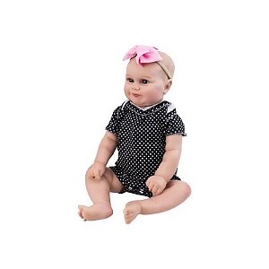 Boneca Bebê Reborn V-92 - 48cm - Silicone - Roupa Preta
