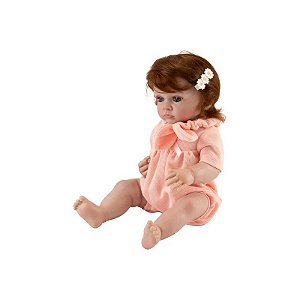 Boneca Bebê Reborn V-109 - 55CM - Silicone - Roupa com Laços