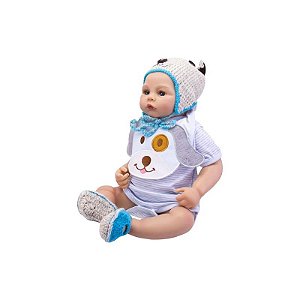 Boneco Baby Reborn V-103 - 48 cm - Silicone - Roupa de Cachorrinho