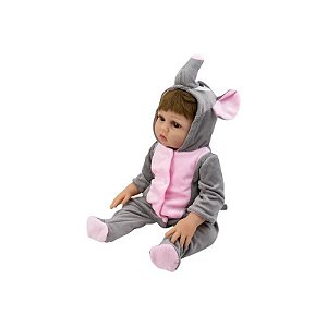 Boneca Baby Reborn V-027 - 48cm - Silicone - Roupa Elefante