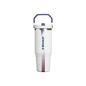 Garrafa Térmica Stanley The Iceflow Flip Straw Tumbler de 887 ML - Branco Time Azul Escuro