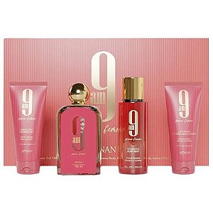 Kit Perfume Afnan 9AM EDP + Gel de Banho + Loção Corporal 3 de 100mL + Névoa Corporal 150mL