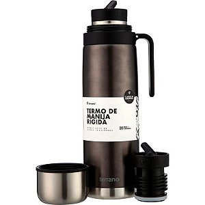 Garrafa Térmica Terrano Alça Rígida 1L - Preto Metal