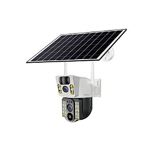 Câmera de Vigilância Dupla IP Xion XI-CCTV82S com Painel Solar 4MP Wifi - Branco/Preto