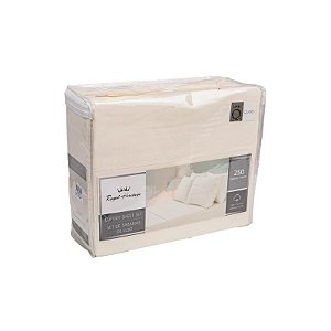 Jogo de Lençol de Algodão Royal Heritage Queen Creme 250 fios 4 Peças