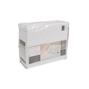 Jogo de Lençol Em Algodão Heritage Real Rainha Branco 250TC 4 Peças