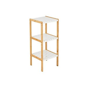 Móvel organizador de 3 níveis branco com marrom 34x33x80cm