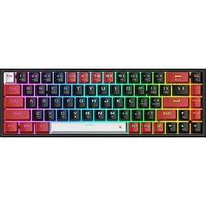 Teclado Redragon K631RGB-PRO-BRW Castor Pro Sem Fio - Preto/Vermelho