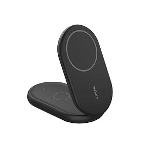 Carregador Wireless Belkin WIZ028VFBK 2 em 1 15W Boostcharge Magsafe QI2 Preto