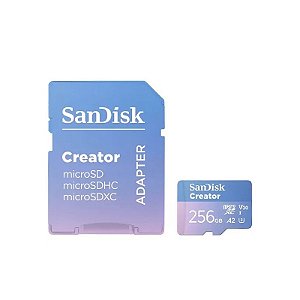 Cartão de Memória Micro SD Sandisk Creator 190-130 MB/s Uhs-I U3 V30 4K 256 GB (SDSQXAV-256G-GN6MS)