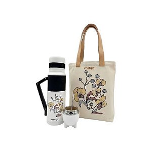 Kit Térmico Contigo + Cuia + Bomba + Bolsa - Amarelo 1.1L