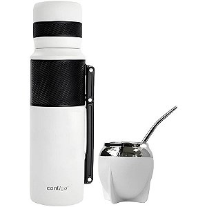 Combo Mate Contigo Termo 1,18L + Guampa + Bombilla - Branco