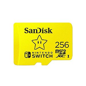 Cartão de memória Micro SD Sandisk Nintendo Switch 100-90 MB/s 256 GB (SDSQXAO-256-GNCZN)