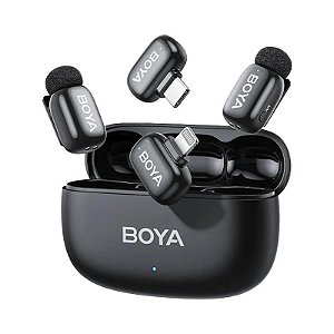 Microfone Sem Fio Boya MINI 2-01 Lightning/USB-C Duplo - Preto