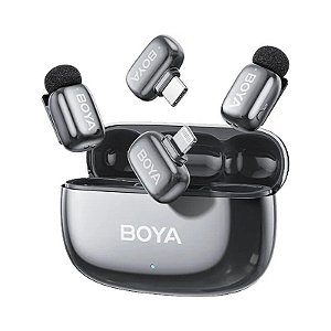 Microfone Sem Fio Boya MINI 2-01 Lightning/USB-C Dual - Cinza