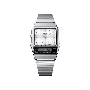 Relógio Casio Vintage AQ-800E-7ADF Analógico/Digital Unissex - Prata/Branco