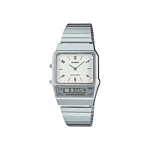 Relógio Casio Vintage AQ-800E-7A2DF Analógico/Digital Unissex - Prata/Branco