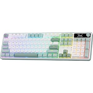 Teclado Gamer Redragon Wyvern LCD Pro K761WG-RGB-PRO Verde/Branco