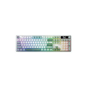 Teclado Gamer Redragon Wyvern K761 Pro K761WG RGB Sem Fio LCD - Branco e Verde