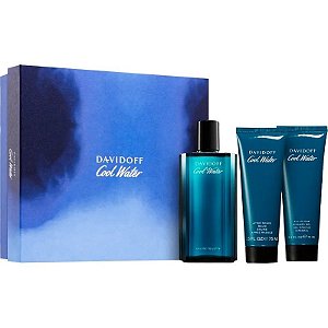 Kit Perfume Davidoff Cool Water Eau de Toilette 125mL + Gel de Banho 75mL + Pós-Barba 75mL