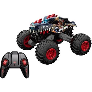 Carro Controle Remoto 2.4 GHZ 333 Monster Crazy Dinosaur Crazon 333-DJ19161 - Azul, Vermelho
