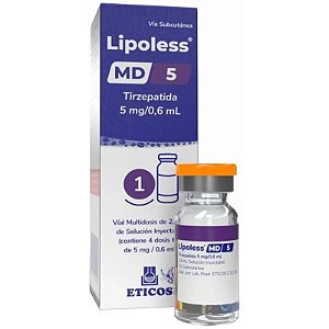 Frascos de Lipoless 5 Tirzepatida 5mg/0,6mL (1 frasco com solução injetável)