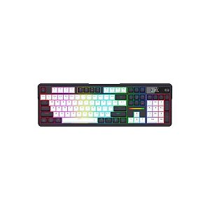 Teclado Gamer Redragon Terraflare Pro K762WP RGB Sem Fio Branco e Preto