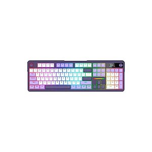 Teclado Gamer Redragon Terraflare Pro K762WP RGB Sem Fio - Branco e Roxo
