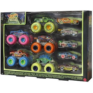 Kit Monster Trucks HotWheels Brilha no Escuro - HCB57