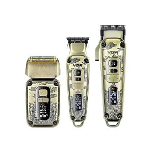 Kit Profissional de Corte VGR V-642 3 Em 1 - Dourado