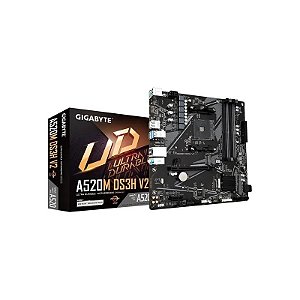 Placa-mãe AM4 Gigabyte A520M DS3H V2 sem R/ HDMI/ DP/ DVI/ M2/ DDR4/ USB 3.2