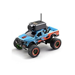 Carro Wltoys 1/64 Câmera FPV Mini Monster TXS Com Display Azul 6407