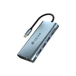 Hub Devia EC607 Tipo-C 11 Em 1 3.1 11 Portas - Cinza