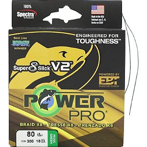 Linha Multifilamento Power Pro Super 8 Slick V2 80lb 37kg 0,43mm 275m