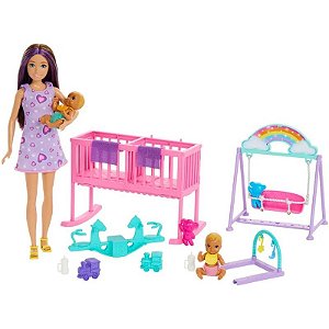 Boneca Barbie Diversão Dupla Creche Família e Amigos Mattel - HXM99