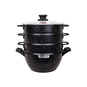 Panela a Vapor Antiaderente Multicamadas Ucc Life, 28 CM, Preta