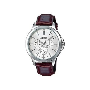 Relógio Casio MTP-V300L-7AUDF Analógico Masculino - Prata/Branco/Marrom