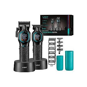 Kit de Cortador de Cabelo e Aparador Voyager VGR V-886S2 Recarregável - Preto