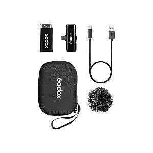 Sistema de Microfone Godox WES2 USB-C 2TX+1RX Sem Fio