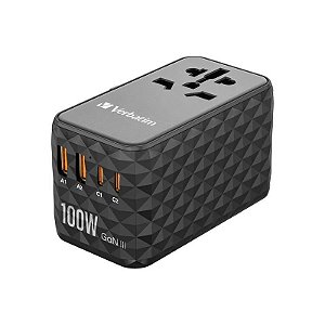 Adaptador Universal de Tomada Verbatim UTA-06 Gan III 100 W - Preto (32121)