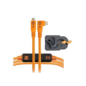 Kit Cabo USB-C para USB-C Tether Tools Tetherpro 10 GBPS + Placa de Travamento - Laranja 4.6 Metros (LLPC15RTG2-Org)